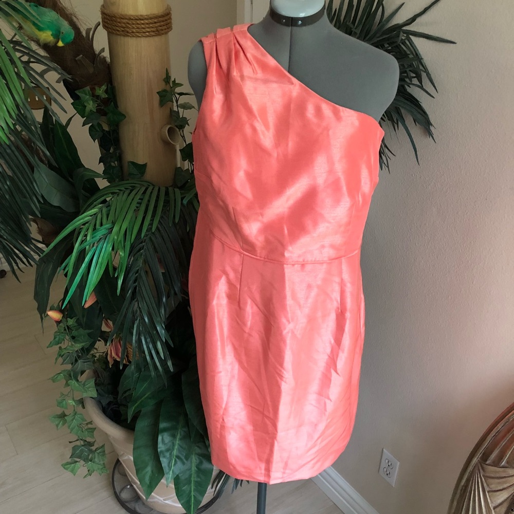 RSVP Orange/Salmon Single Shoulder Dress, Size 14